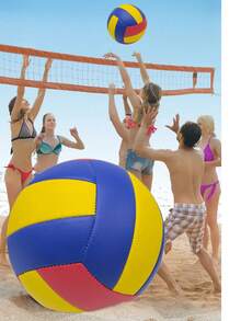 1pc PU Adult Sports Volleyball, Youth Student Training, Beach, Grass, Concrete Ground Red Yellow Blue Multi-Color Volleyball - Multicolor - View 5