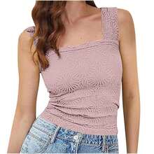 Women's Sleeveless Square Neck Jacquard Elastic Top Summer 2026 European-American - Purple - View 11