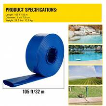 VEVOR Manguera de Descarga de 76 mm x 32 m Manguera Plana de Tela de PVC Manguera de Drenaje Resistente con Abrazaderas Resistente a la Intemperie para Piscina y Transferencia de Agua, Azul - 3"x100" - Ver 7
