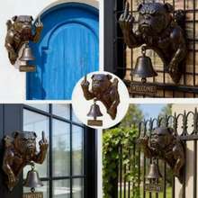 Funny Bulldog Doorbell, Bulldog Design Rustic Cast Iron Doorbell Door Ring - 1PC - View 7