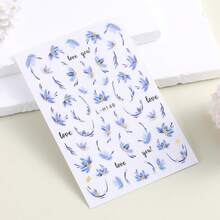 Chinese Vintage Blue White Porcelain Nail Stickers 3 Sheets, Embossed Blue Floral Gold Foil Flower Leaf Nail Decals, Self Adhesive Waterproof Nail Art Transfer Sliders Design For Natural Fake Press On Nails DIY Manicure Accessories - Multicolor - View 10