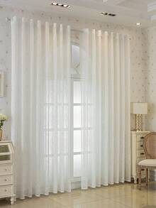 1pc Summer Linen Breathable Curtain, Solid Color Minimalist Versatile Living Room Sheer Curtain, Bedroom Privacy Curtain - White - View 7