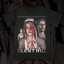 Silent Hill I Dont Want To Be Alone Horror Game T-Shirt. - 黑色 - 查看 1