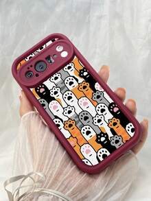 TJ147 Adorable Cat Paws Fully Enclosed For Drop Protection And Slip Resistance Features Angel Eye TPU Soft Case For  A38 A18 A15S A16S A17K A54 A58 A5i A5 Pro A5X A60 A74 A79 A57 A78 A35 A53 Find X8 Reno7 10 12 11 13 14 Pro 4F 11F 12F 12FS 13F 14F 4Z 5Z 6Z 7Z 8Z For Redmi 12 13 9C 10C 12C 13C 14C Note 9 10 11 12 13 14 Pro 10S 11S 12S 14S For Poco M6 M7 X7 For Honor X9C Magic7 Lite For Galaxy S26 Ultra For Pixel 7 For  V30 Lite For  Phone Case - 酒紅色 - 查看 5