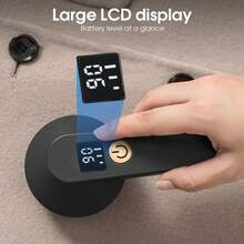 Rechargeable Sweater Lint Remover Electric Fabric Shaver 6-Blade Digital Display Lint & Pill Remover For Clothes, Scarves, Sofas, Furniture, Carpets - Multicolor - View 2