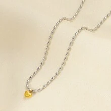 1pc Women's Fashion Minimalist Heart Pendant Necklace, Titanium Steel Non-Fading Clavicle Chain, Suitable For Women's Daily, Party, Music Festival Wear - Beaded Heart Necklace - View 4