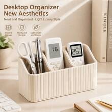 3-Slot PU Leather Remote Control Box - Minimalist Home Desktop Remote Organizer & Holder - Black - Multicolor - View 1