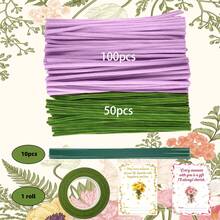 163Pcs DIY Pipe Cleaner Flower Kit Great Gift For Valentine's Day, Mother's Day & Graduation High Flexibility, Shape Stably Without Rebound All-Inclusive Craft Supplies, Ready To Craft 150 Two-Tone Chenille Stems + Floral Wires + Floral Tape - 163pcs - View 10