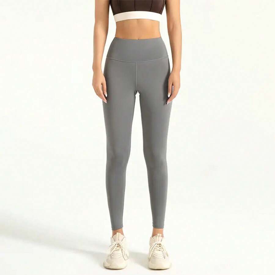 High-Waisted Straight-Leg Sports Leggings With Tummy Control | Shaping, Comfortable And Lightweight - Black and White - View 1
