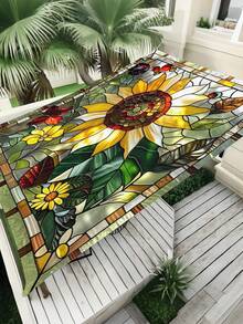 1pc Plant Leaf Floral Print Design Sunshade Awning, Outdoor Shade Cloth And Canopy, 2D Flat Printed Tent, Washable, Suitable For Garden, Camping, Beach, Yard, Poolside And More, Poles Not Included - Multicolor - View 16
