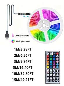 1pc 44-Key Bluetooth LED Light Strip, Smart APP Control Multi-Color Adjustable Light, Suitable For Home Furniture Decoration, Game Room, Kitchen, TV Backlight, Bedroom LED Light Decoration, Holiday Party Lighting Atmosphere - 5V - View 10