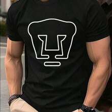 Men's T-Shirt - LIGA MX - PUMAS UNAM Football Club, Text And , Fashion Graphic T-Shirt, 92% Cotton, Soft And Comfortable, Summer Fashion T-Shirt, Aéxicosummer - 黑色 - 查看 1