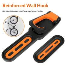 單車壁掛架 2 入組 橘色室內壁掛式單車架 垂直省空間單車架,適用車庫,含前輪與後輪墊,可承重 60 磅 - 彩色 - 查看 5