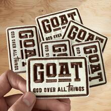 6-Piece Set Of GOAT Embroidered Patches God Over All Things Christian Faith Patches, Can Be Ironed Or Sewn Onto Trucker Hats, Backpacks, DIY Decorations - Beige GOAT - View 1