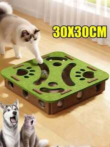 Tao Tao Le Fun 貓咪迷宮盒益智玩具,促進智力發展與體能活動,內含 3 個球形玩具(隨機顏色),抓握玩耍緩解無聊,附迷宮隧道與鈴鐺球,耐用毛氈材質,適合室內貓 - 查看 3