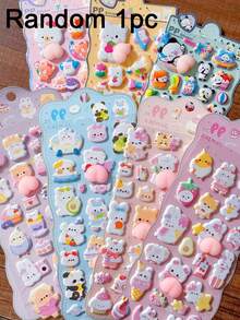3D Cute Animal Stickers Stress Relief Puffy Squishy Sticker For DIY Scrapbook Guitar Phone Case Laptop Decal - Multicolor - View 9