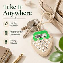 Cartoon Strawberry Pendant Mini Calculator, 5-Color Soft Cute Fruit Shape, Rounded Edgeless Body, Matching Color Hanging Ring, Compact And Portable, Clear Digital Small Screen, Girls' Backpack Charm, Desktop Ornament, Cute And Practical Portable Calculator Accessory - Single Piece - View 3