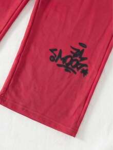 2pcs/Set Setelan Gaya Jalanan Amerika untuk Anak Perempuan, Hoodie Musim Semi/Musim Gugur & Celana Panjang Lebar Motif Grafiti - MultiWarna - View 8