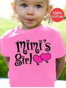 Pure Cotton T-Shirt For Girls With "MIMI'S GIRL" Print - Hot Pink - View 1