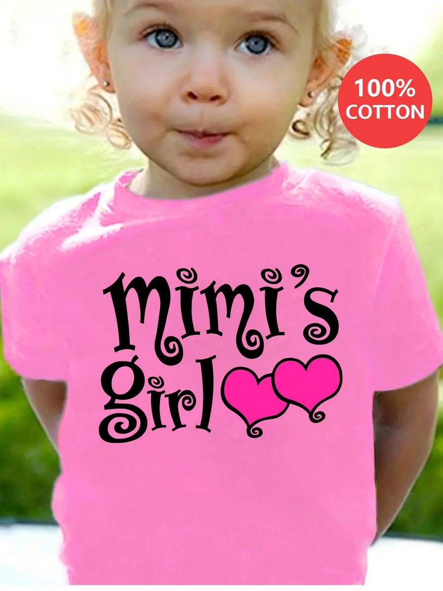 Pure Cotton T-Shirt For Girls With "MIMI'S GIRL" Print - Hot Pink - View 1