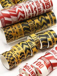 12rolls Warning Washi Tape Set, Black & Yellow Barrier Pattern Decorative Tape, Versatile For Journal, Label Marking And Handmade Crafts - Multicolor - View 7