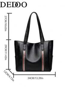 Dedoo Women's Tote Bag, Contrast Color Webbing Strap, Side Pockets, Multiple Inner Compartments, Large Capacity For Laptop And Books, Luxury Minimalist Style - Multicolor - View 5