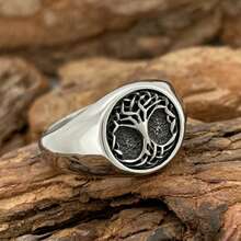 1pc European And American Hot-Selling Minimalist Tree Of Life Stainless Steel Ring, Unisex, Gift For Dad, Mom, Colleague, Friend - Ring - View 6