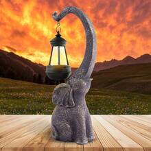 Bronze Elephant Lantern Garden Statue, Resin Hanging Lamp Decor For Patio Lawn Yard, IP44 Waterproof - 青銅象燈 - 查看 3