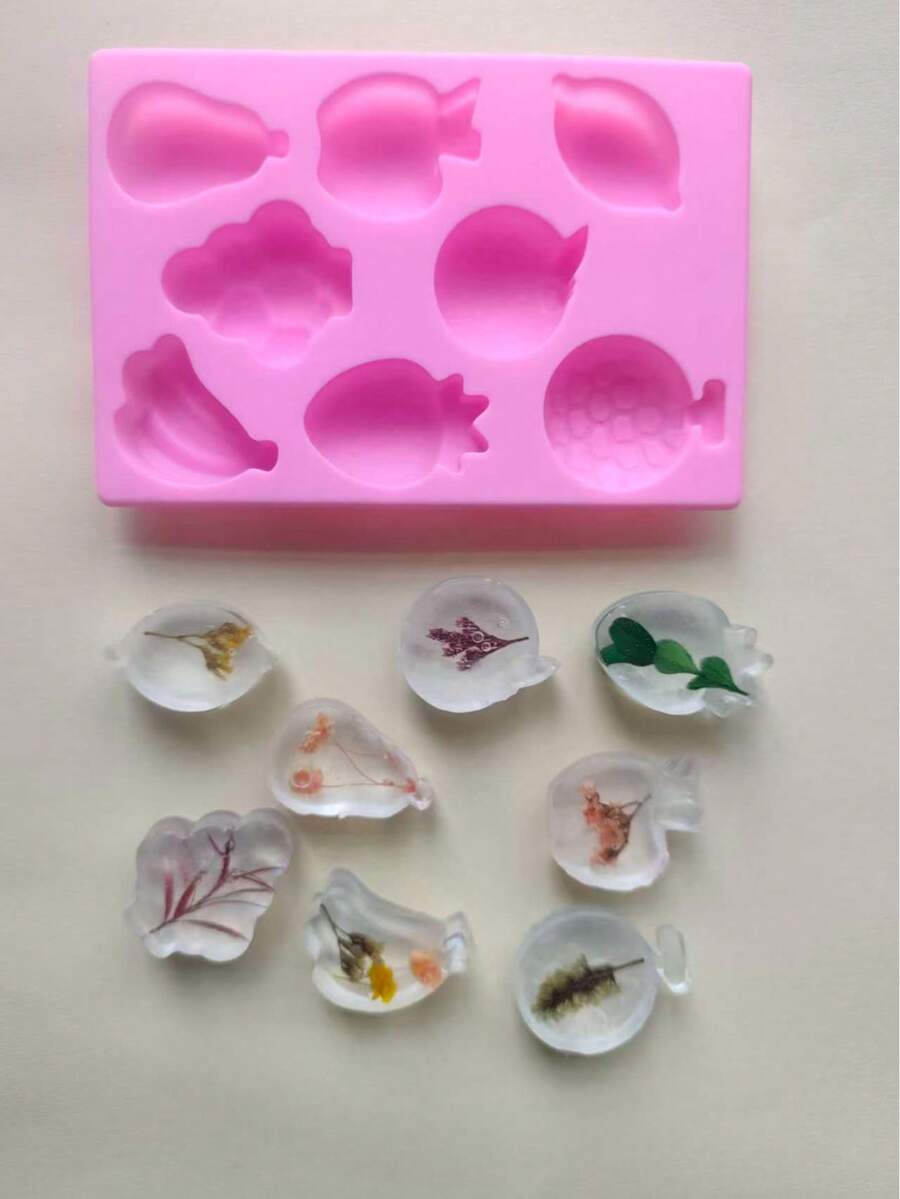 2pcs Reusable Silicone Mold Set, Includes 8 Different Fruit & Sea Animal Designs, Easy To Clean & Release, Multipurpose Mold For Plaster, Soap, Candle, Jewelry DIY, Home Decor, Valentine's Day & New Year Decoration - 8 Different Shaped Molds - View 1
