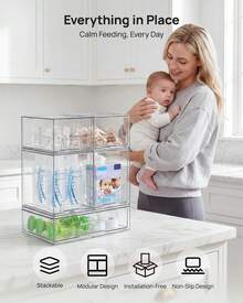 Vtopmart Stackable Storage Drawers, Acrylic Organizer With 24 Non-Slip Mats, Bathroom Organizer For Changing Table, Bathroom (5 Pack: Wide + Tall + Small) - 5 件裝:寬版 + 高版 + 小版 - 查看 4