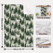 2pcs Foggy Pine Forest Pattern Kitchen Towels, Rectangular Microfiber Kitchen Towels, Dish Cloths, Scouring Pads, Hand Towels, Cooking Baking Tea Towels, Kitchen Decor, Housewarming Gift, Birthday Gift, Bathroom Cleaning Wipes, Decorative Towels - Multicolor - View 3