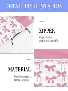 2/3PCS Pink Bow Customizable Name Printed Duvet Cover, Gentle And Sweet Girl'S Minimalist Style Polyester Bedding, Suitable For Girls, Bedroom Home, Dormitory Nap, And Girls' Birthday Exclusive Customization - Multicolor - View 5