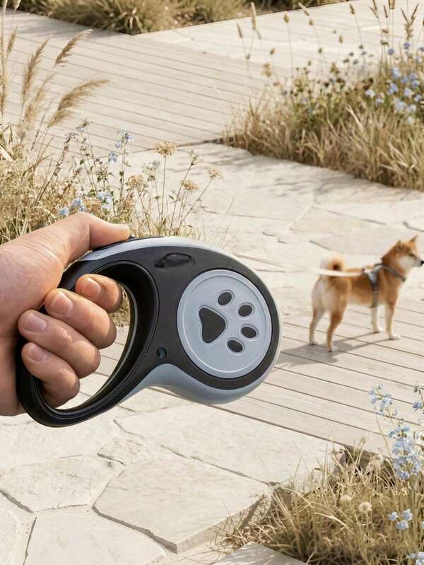 Paw Print Panel Ergonomic Grip Automatic Retractable Leash, One-Click Lock, Multi-Gear Control, Smooth & Quiet Retraction, Reduces Pulling Force, Portable Dog Walking Accessory For Small & Medium Dogs, Suitable For Neighborhood, Park, Hiking, Outdoor, Spring/Summer Travel, Essential Pet Travel Gift