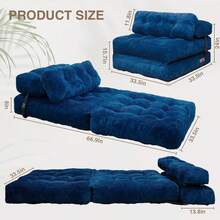 TFK - Sofá cama plegable con almohada, sofá cama convertible perezoso con espuma de apoyo de alta densidad, silla plegable para espacios pequeños, sala de estar, recámara, rosa - Azul marino - Ver 3