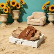 Adjustable Hook And Loop, Breathable, Shock-Absorbing, Soft And Comfortable Slippers For Men And Women, Suitable For Daily Wear And Play In Summer. - Classic Mocha Yellow - View 10
