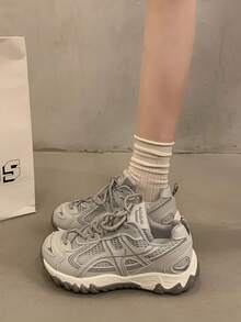 Women Chunky Shoes - Grey - View 4