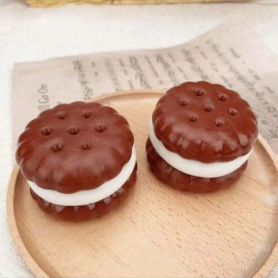 巧克力奶油慢回彈壓力紓壓捏捏玩具，柔軟矽膠觸感仿真食物手持玩具，可愛軟萌捏捏玩具禮物