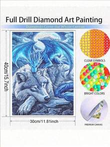 Dragon Wolf Diy Diamond Painting Kit -Diamond Art Mosaic Craft Cozy Healing Artwork Design Animal, Immersive Handmade Stress Relief, Home Decor Art DIY Craft Lover's Holiday Surprise Gift - round diamond - View 9