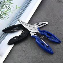 1pc Stainless Steel Lure Pliers, Portable Curved Nose Fishing Pliers For Outdoor Angling, Multi-Function Fish Control Pliers With Dyneema Line Cutter - Multicolor - View 2