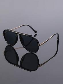 New Classic Minimalist Versatile Premium Large Frame Design Decorative Glasses For Men, Punk Classic Party Decorative Glasses - 彩色 - 查看 2