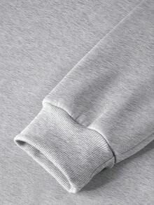 Youth Boy Letter Print Warm Hoodie And Pants Set - Grey - View 5