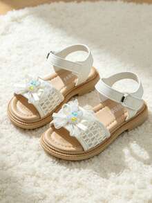 2026 Beige/Silver Sweet Princess Sandals - Mesh Bow Rabbit Decor Girls Sandals - Suitable For Daily Outings And Other Occasions! - Beige - View 1