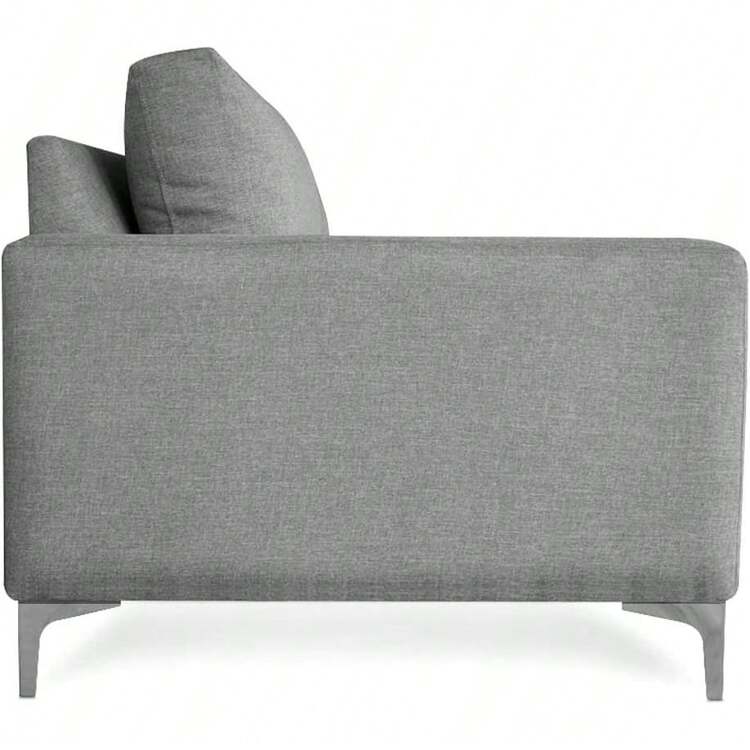 Sochic Alterego Sofá Niágara de 2 plazas con Tapizado Color Gris Claro. Estructura de Madera Sólida y Patas de Acero - Gris - Añade 6