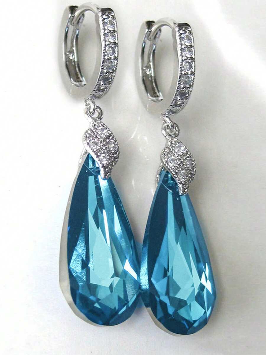 1 Pair Charming Cubic Zirconia Earrings, Designed For Women, Suitable For Weddings, Engagements, Anniversary Parties, Valentine's Day Gifts - 1# - View 1