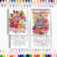 Tlenpo 2件/1套 花卉圖案成人塗色書 30張 11.2 x 8.3 英吋，適合成人緩解壓力、焦慮與情緒，節日禮物、開學禮物、聖誕禮物、萬聖節禮物，多種節日禮物的完美選擇（不含配件），提升創造力，設計精美 - H - 查看 6