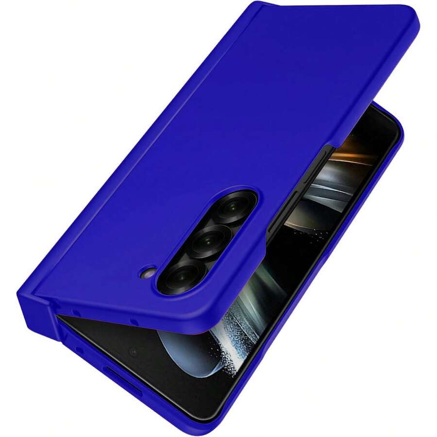 keshengtai 1件裝糖果色轉軸全包覆手機殼，適用於 Galaxy Z Fold 8 Ultra 7 6 5 4 3 5G - 寶藍色 - 查看 1