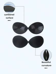 Bra Push-Up Tanpa Tali Model Baru dengan Perekat Tak Terlihat dan Cup Bulat, Dilengkapi Tali Bahu yang Dapat Diatur, Cocok untuk Kamisol dan Gaun Tanpa Punggung - Hitam - View 4