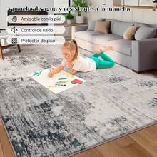Calore - Alfombra Abstracta Moderna y Suave, Antideslizante, para Interiores, con Estampado de alfombras, para Sala de Estar, recámara, Comedor (Gris/Multi, 5.2'x 6.5'(160*200cm)) - Sémola//multi - Ver 7