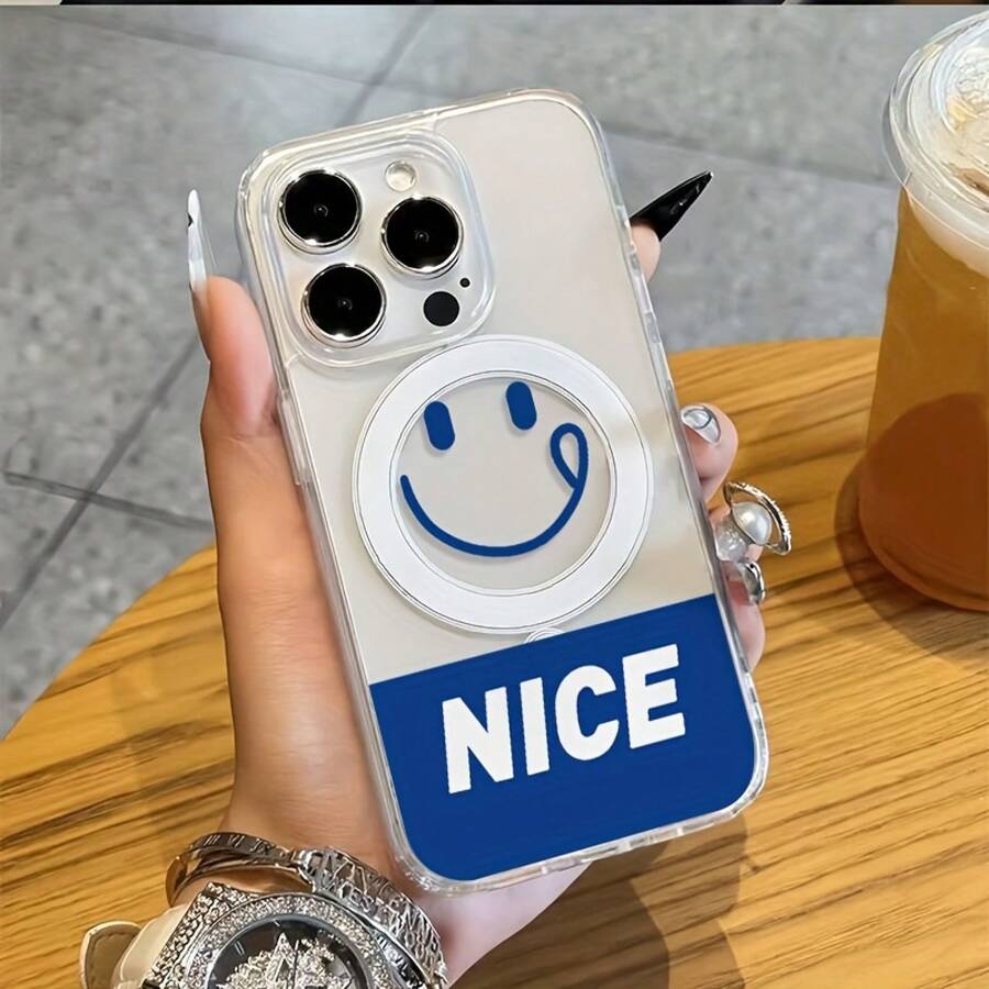 [Shipping from DE/FR/ES/IT]Phone Case - NICE Joyful Face, Wireless Charging, Drop-Proof, Skin-Feel Magnetic, Compatible with iPhone 11/12/13/14/15/16/17 Pro/Max/Plus/Air &  S21-S26 Ultra, Anti-Drop, Wear-Resistant, Anti-Yellowing, Perfect Gift - 1 Hauptbild - Übersicht 1