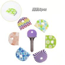 3/5/10 piezas Tapas de silicona para llaves - Cubiertas de llaves con patrones florales coloridos aleatorios con diseños de líneas, flores y círculos, suaves y duraderas, fáciles de identificar, material resistente, divertidas y creativas, adecuadas como accesorios para llaveros, perfectas para llaves de puertas - Multicolor - Ver 4